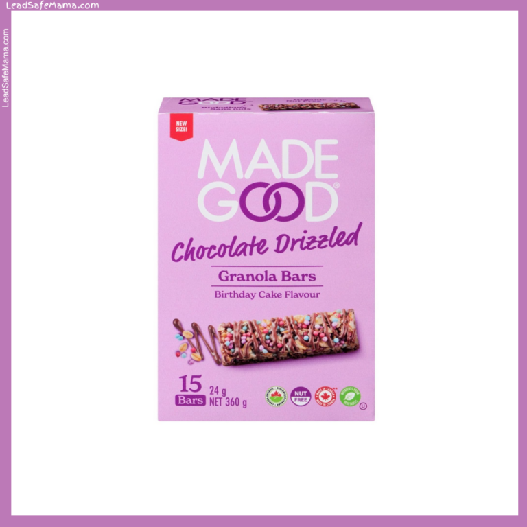 Made Good Chocolate Drizzled Granola Bars in Birthday Cake Flavour test positive for unsafe levels of Lead, Cadmium, and Arsenic. Read the July 2024 lab test report here.