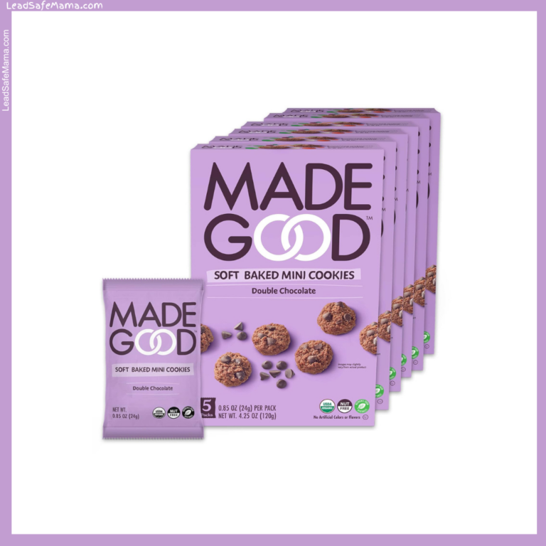 Organic Made Good Soft Baked Mini Cookies (in Double Chocolate flavor) tested positive for an unsafe level of Lead and Cadmium. Here’s the August 2024 lab report.