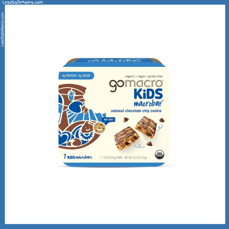 Organic GoMacro Kids’ Macrobars (in Oatmeal Chocolate Chip Cookie flavor) test positive for unsafe levels of Lead, Arsenic, and Cadmium. Read the August 2024 lab report here.