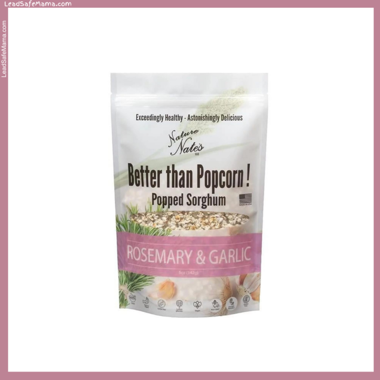 Nature Nate’s Better than Popcorn Popped Sorghum (in Rosemary & Garlic flavor) tests positive for unsafe levels of Lead and Cadmium. Here’s the August 2024 laboratory report.