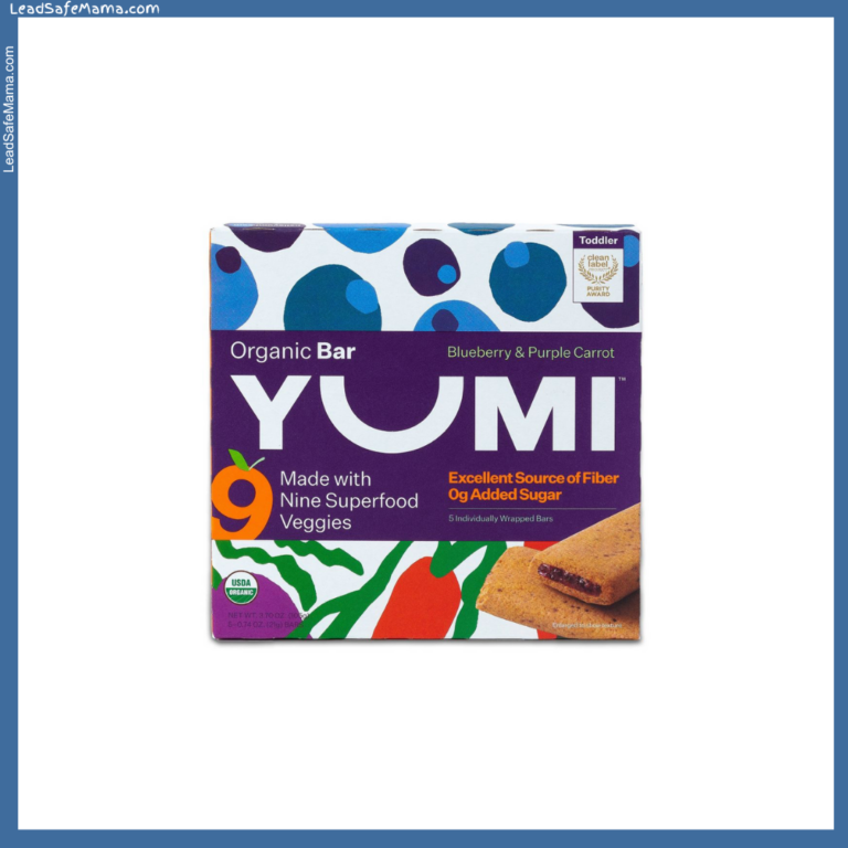 Yumi Organic Bars (in Blueberry & Purple Carrot flavor) tested positive for unsafe levels of Lead and Cadmium. Read the August 2024 laboratory test report here.