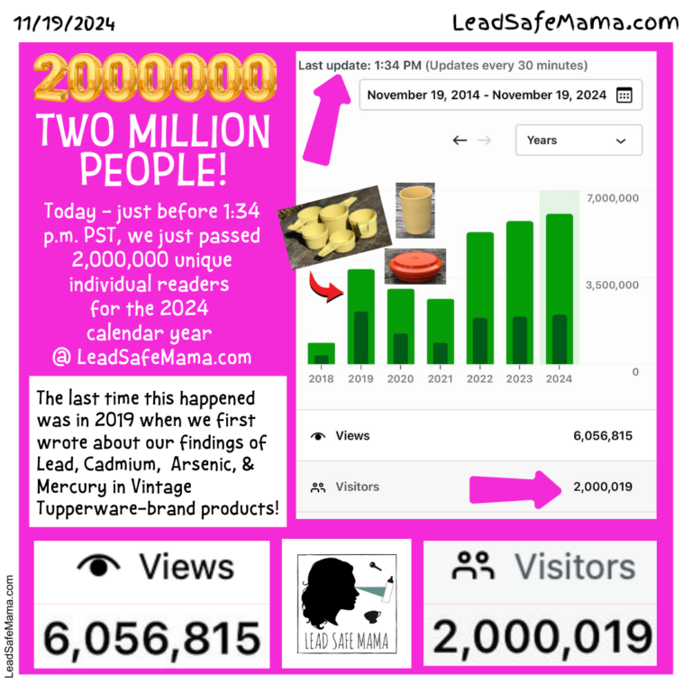 Lead Safe Mama dot com just passed 2 MILLION unique individual visitors to the website for the 2024 calendar year! WOOT! Thank you!