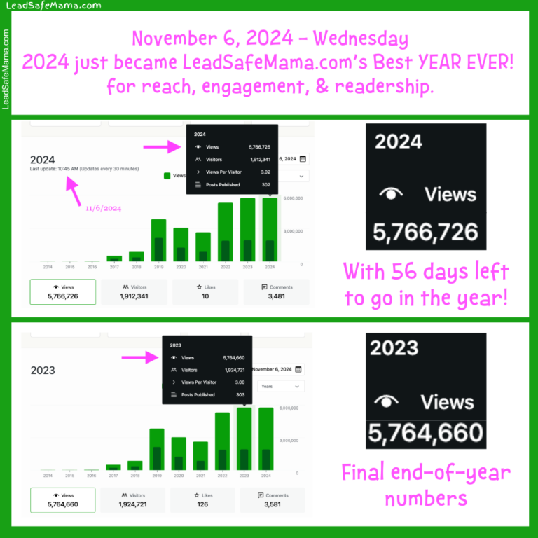 2024… Lead Safe Mama, LLC’s BEST YEAR EVER for reach, readership, and impact!