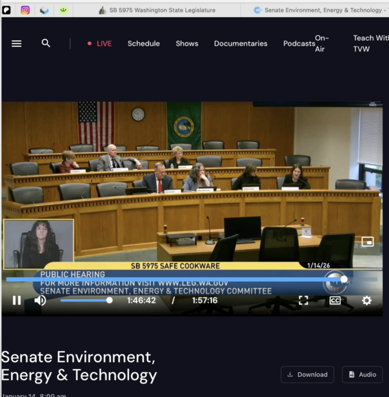 January 14, 2026 Testimony Statement Against Washington State SB 5975, Lead In Cookware